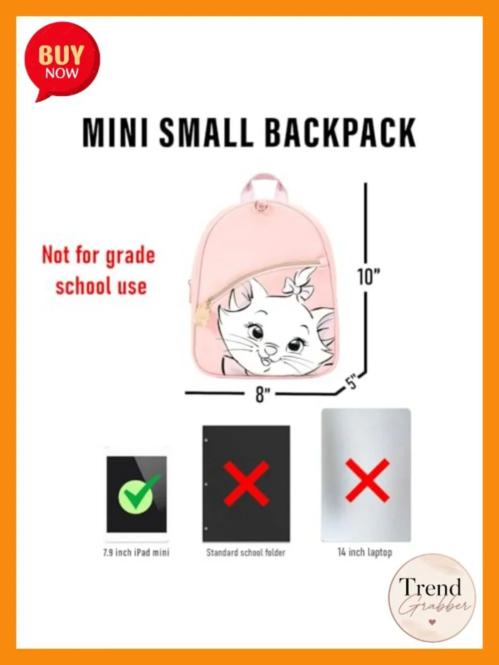 Disney Aristocats Mini Backpack 10in Faux Leather Adjustable Straps